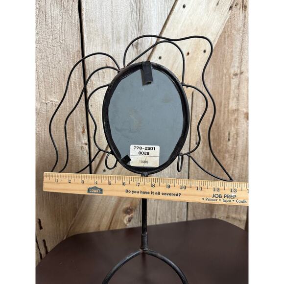 Vintage Whimsical Wrought Iron Silhouette Vanity Mirror Jewelry Holder Earrings - Picture 6 of 11